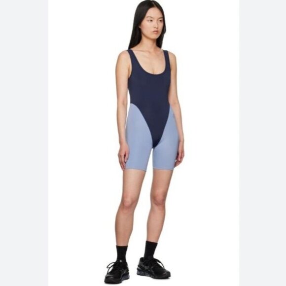 Héros Active Pants - Héros Active Womens Navy & Light Blue Recycled Poly/Spandex Athletic Bodysuit